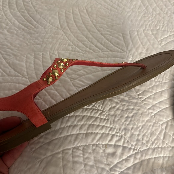 Candies - gold studded sandals (woman’s size 9) Peach/Salmon color - Picture 13 of 16